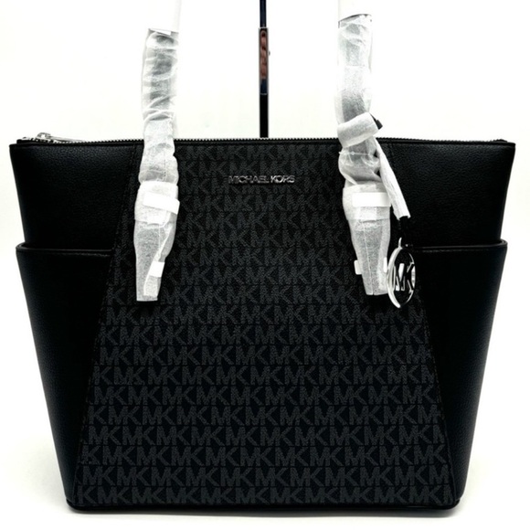 Michael Kors Handbags - Michael Kors Large Charlotte Tote Bag Black Signature